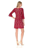 Lace Long Dress With Slight Bell Shape Sleeve, Merlot, 6