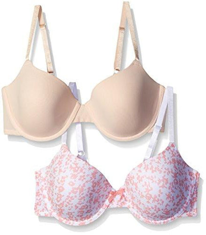 2 Pack TShirt Bra, Peony Floral/Natural, 38C