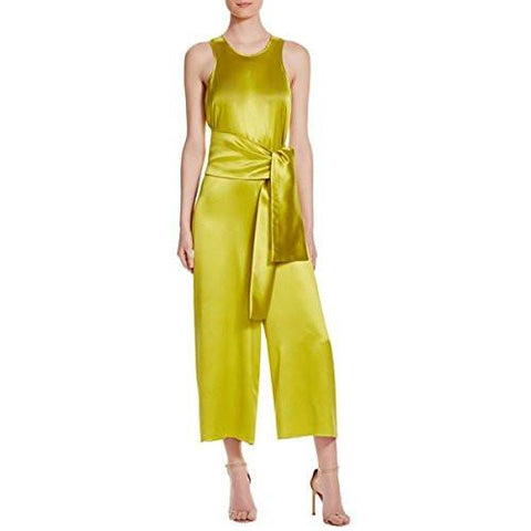 Silk Cropped Jumpsuit Green Xs