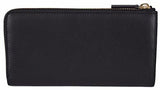 Black Calf Leather Logo Zip Around Wallet