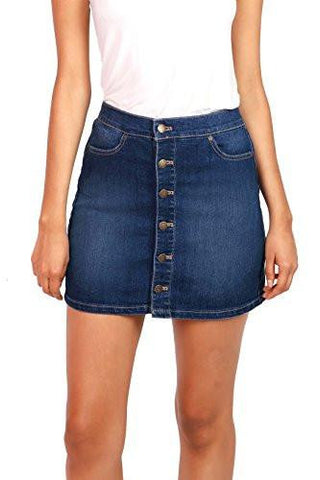 Wax Juniors Cute Button Down Denim Mini Skirt L Dark Denim