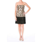 S Fringe Strapless Cocktail Dress Black 6