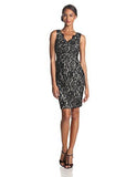 Sleeveless Surplice Lace Sheath Dress, Black, 12