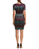 Taylor Dresses Novelty Multi Color Short Sleeve Knit Dress, Raspberry Navy, 4