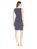 Sleeveless Side Ruched Sheath, Navy/Ivory, 14