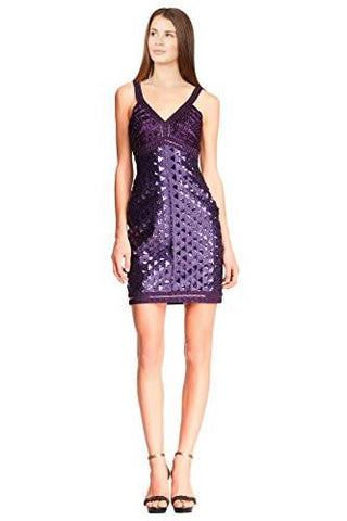 Sequined Beaded VNeck Sleeveless Sheath Cocktail Dress