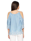 Embroidered Cold Shoulder, Chambray, S