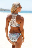 Aleumdr Bohemian Knitted Racerback Push Up Sexy Bikini Swimsuit Swimwear With Swim Briefs Large Size Multicoloured