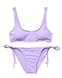 Mooskini ’S Racerback Top Side Tie Bottom Two Piece Bikini Set Padded Bathing Suit L Purple