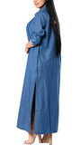 Memorose Spring Cuffed Sleeve Lapel Blue Denim Thin Coat Cardigan Jacket Xl Long
