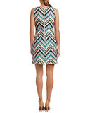 Taylor Dresses Mitered Zig Zag Sheath Dress, Navy Coral, 2