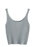 Sweatyrocks Ribbed Knit Crop Tank Top Spaghetti Strap Camisole Vest Tops Grey One Size