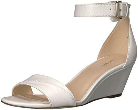 Nine West Prettysis Synthetic Wedge Sandal White 8 M Us