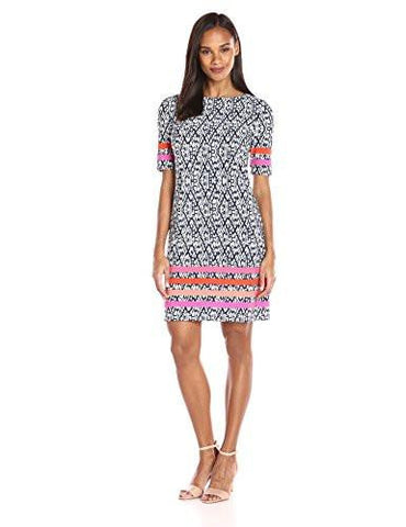 Printed TBody Dress, Navy/Ivory, 6
