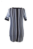 Blue ShortSleeve Lollipop LaceUp Shift Dress Xs