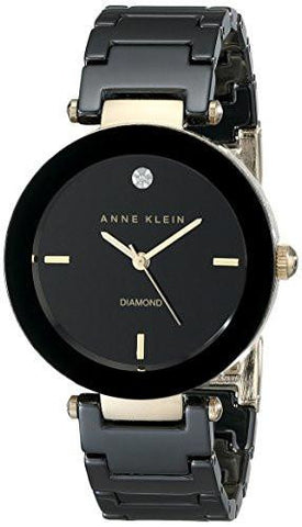 Black Ceramic Bracelet Watch With Diamond Accent