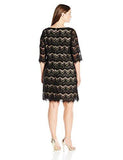 Jessica Howard Plus Size 3/4 Sleeve Lace Shift, Black/Tan, 20W