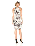 Floral Sheath Dress, Black/White, 6