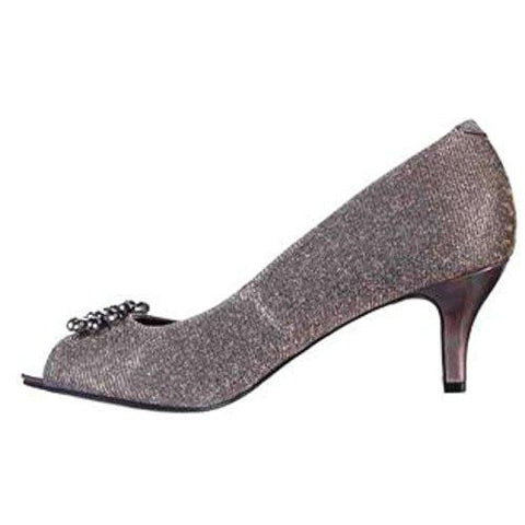 Maralyn Black Peep Toe Heels Us, Dark Gold, Size 6.0