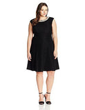 PlusSize Beaded Neck Party Dress With Extended Cap Sleeve, Black, 16W