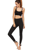 Sweatyrocks High Waist Lace Up Leggings Slim Cut Out Yoga Pants #Black S