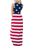 Hotapei American Flag Empire Waist Sleeveless Tank Striped Maxi Dress Xl