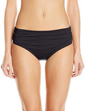 Kenneth Cole York Strappy Hour Shirred Bikini Bottom Black Medium