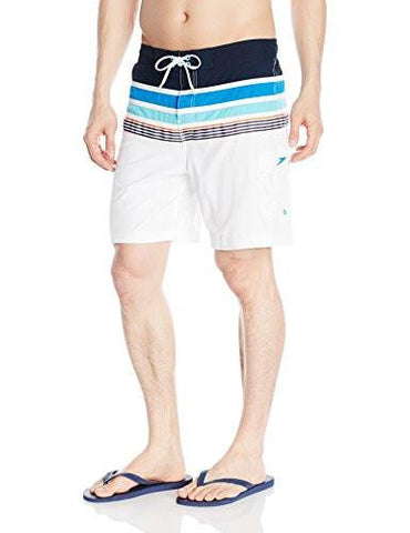 Speedo Nautical Tape Eboard Shorts Workout & Swim Trunks White Xlarge