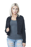 Basic Button Down Denim Jean Jacket Large Black