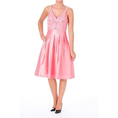 S Taffeta Embellished Cocktail Dress Pink 6