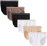 6 Pack Seamless Flawless Fit Hipster Panty, Black/White/Black/White/Sun Beige/Mocha, 7