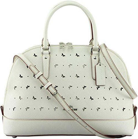 Sierra Satchel In Perforated Crossgrain Leather Style F59344 Silver Chalk