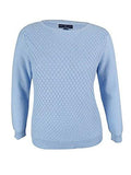 Textured Long Sleeve Knit Sweater L, Waterfall