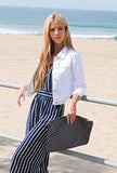 Trend Director Casual Basic Cropped Long Sleeve Button Down Denim Jacket In White Black & Blue Medium White