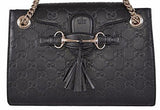 Gucci Small Black Gg Guccissima Leather Emily Crossbody Handbag