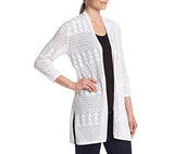 Pointelle Open Front Cardigan White Medium