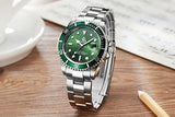 Green Dial Rotatable Bezel Sapphire Glass Luminous Hand Quartz Stainless Steel Watches