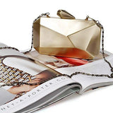 Smoked Gold Colored Alloy Metal Abstract Stone Cut Hardcase Fashion Clutch Shoulder Chain Handbag