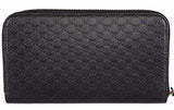 Leather Micro Gg Ssima Zip Around Wallet Black