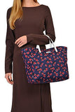 Leather Trimmed Multicolor Tote Shoulder Bag Handbag