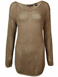 Metallic Openwork Knit Sweater Xl, Mudslide Combo