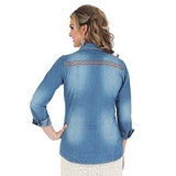 New Premium Straight Back Yokes Embroidery Solid Shirt Denim S