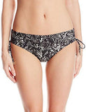 Snake Print Side Shirred Hipster Bikini Bottom Black Snake Large