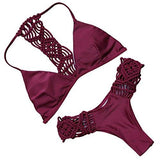 Mooskini Handknit Rope Bikini Maroon Color Padded Swimsuit Bikini Set Mus Size 46 B922