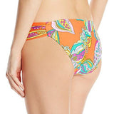 Sea Garden Shirred Side Hipster Bikini Bottom, Tangerine, 4