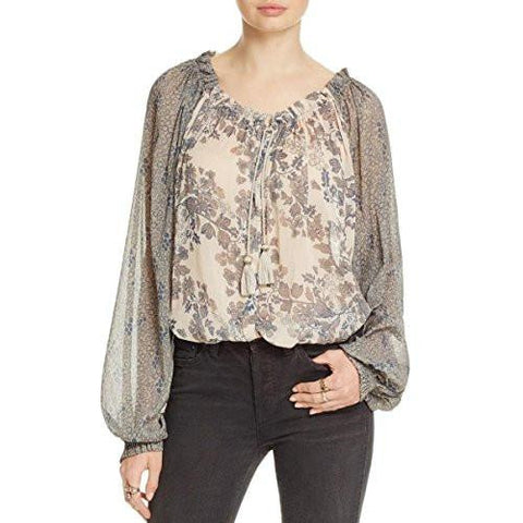 Printed Long Sleeves Casual Top Ivory Xs