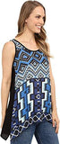 Printed HandkerchiefHem Tank Top Blue S