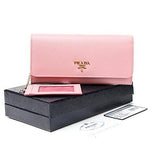 Wiberlux Prada Metal Logo Detail Flap Real Leather Long Wallet One Size Light Pink