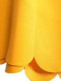 Sidefeel Sweet Scallop Pleated Vintage Ruched Dress Large Yellow