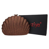 Shell Evening Clutches For Wedding And Party Bag For Brown